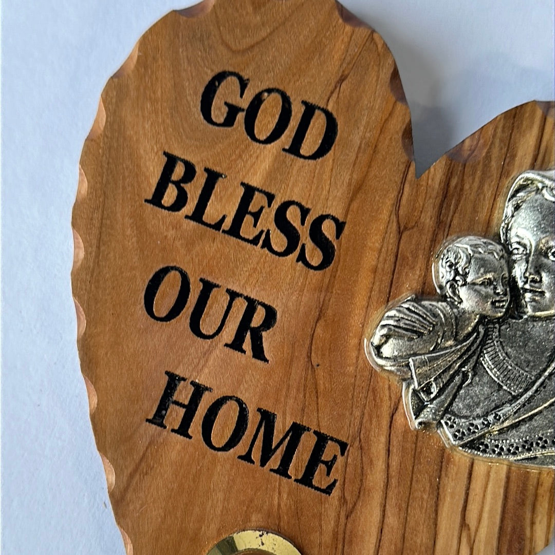 Mother Mary & Baby Jesus Heart Shaped Mounted Icon (w/ incense)