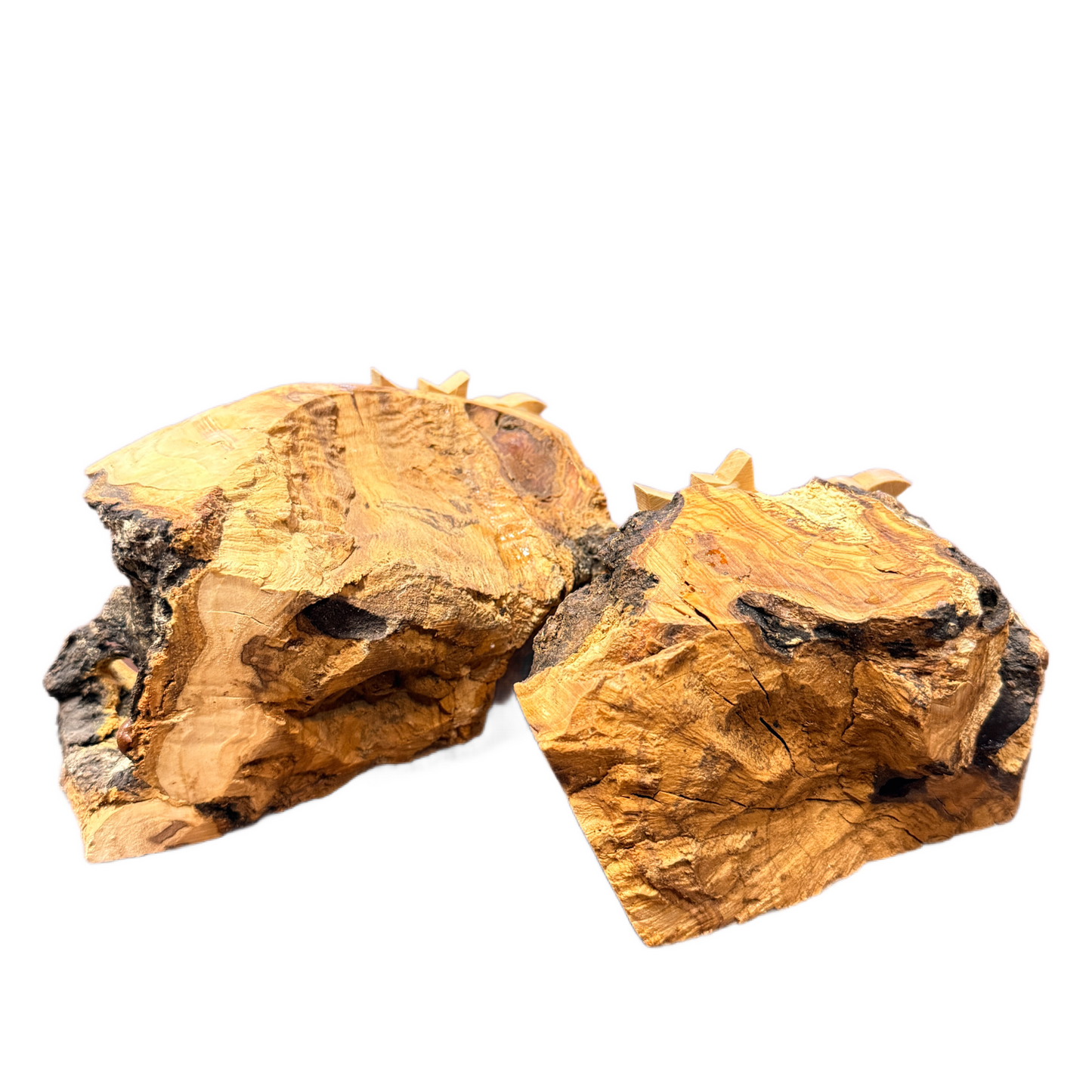 Small Olive Wood Nativity with Natural Bark — Handmade in Bethlehem