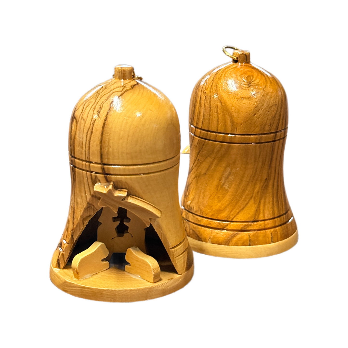 Olive Wood Bell Nativity Ornament — Handmade in Bethlehem