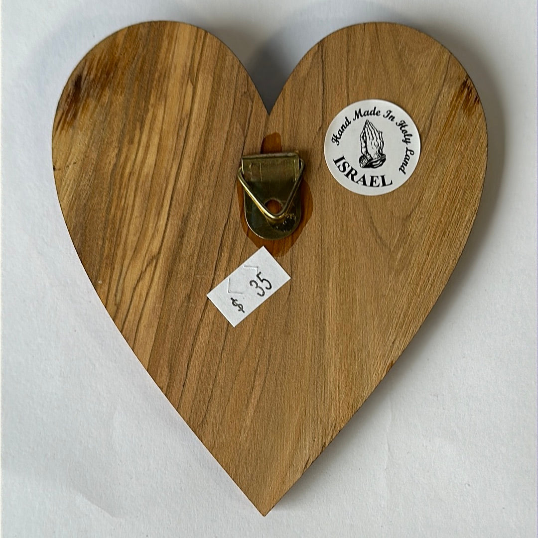 Mother Mary & Baby Jesus Heart Shaped Mounted Icon (w/ incense)