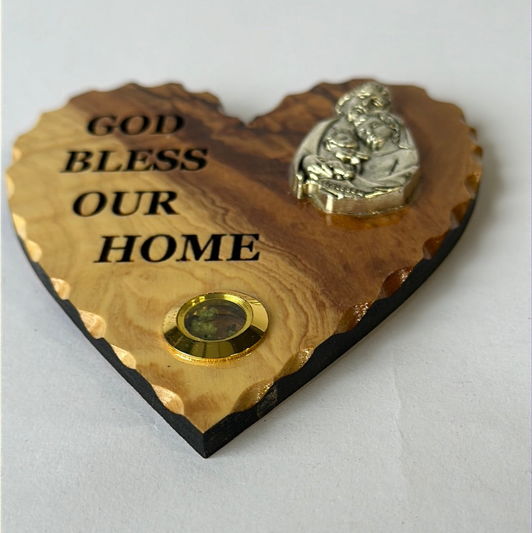 Holy Family Heart Shaped Mounted Icon (w/ incense)