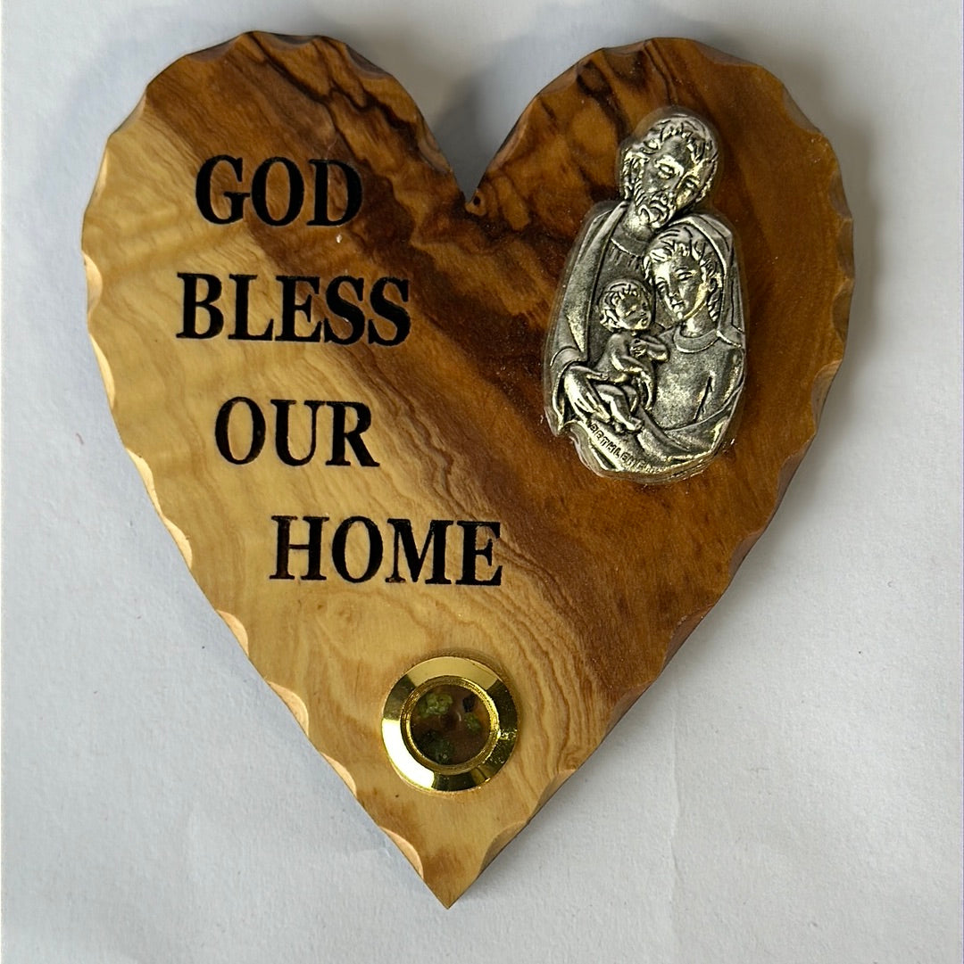 Holy Family Heart Shaped Mounted Icon (w/ incense)