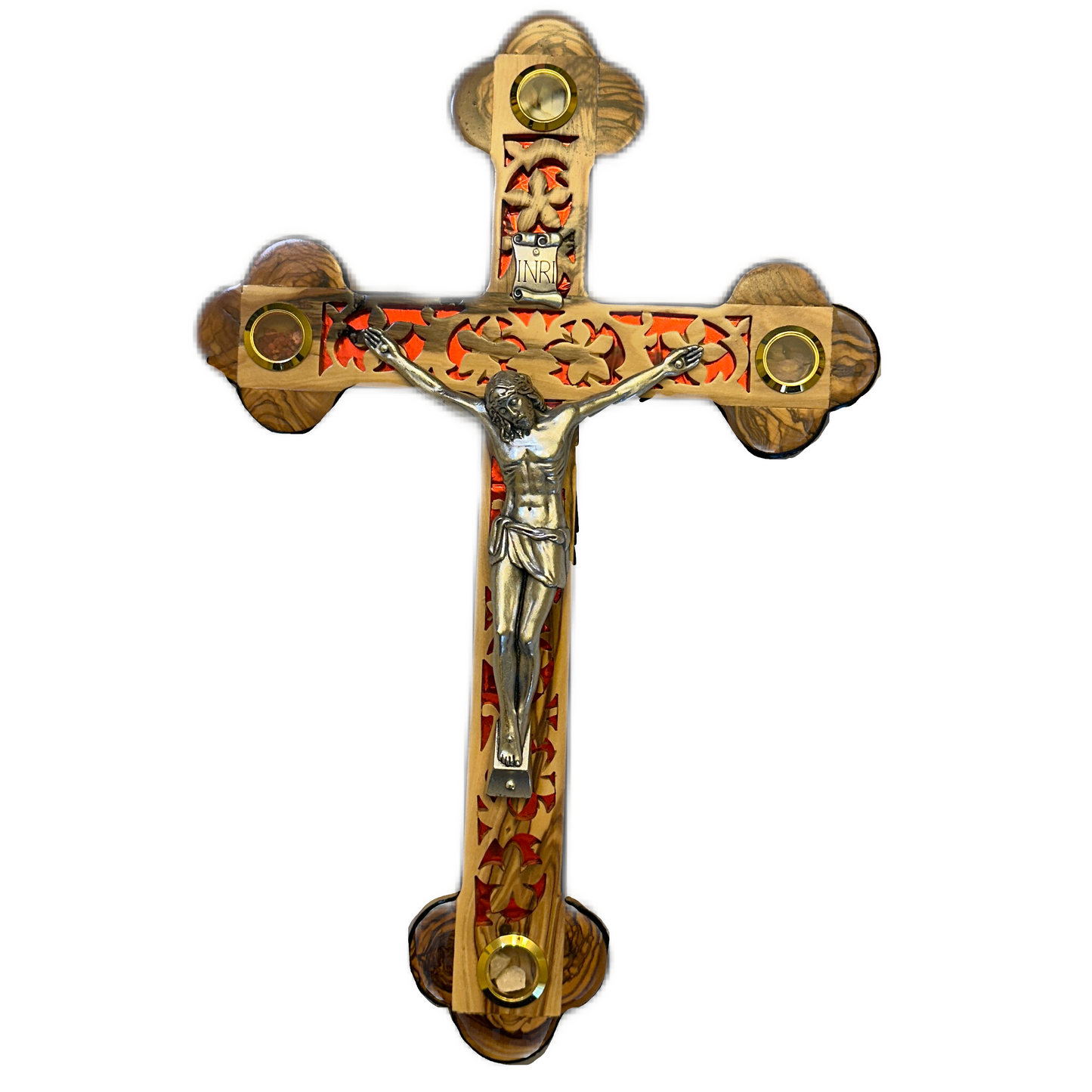 Jerusalem Cross Black Outlay + Red Inlay (L)