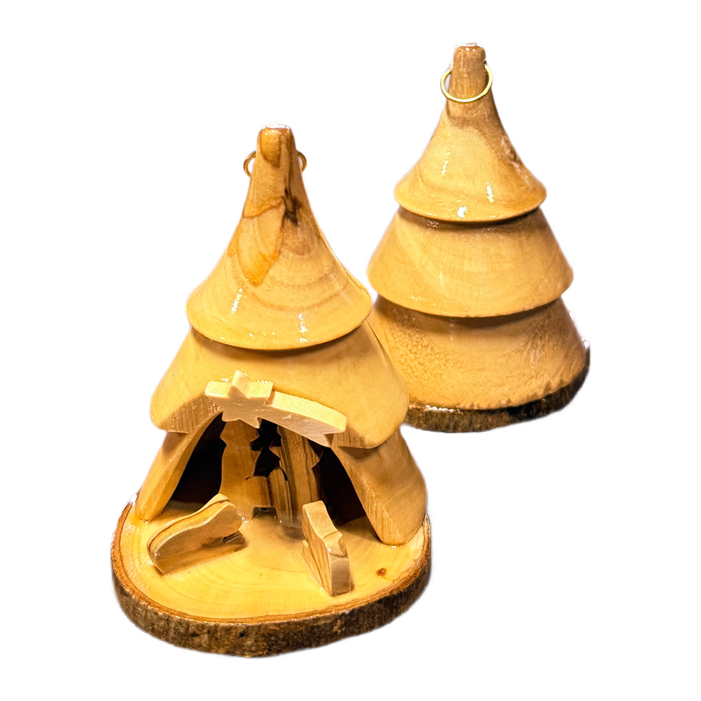 Olive Wood Tree Nativity Ornament — Handmade in Bethlehem