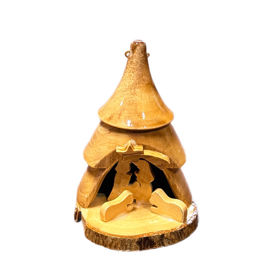 Olive Wood Tree Nativity Ornament — Handmade in Bethlehem