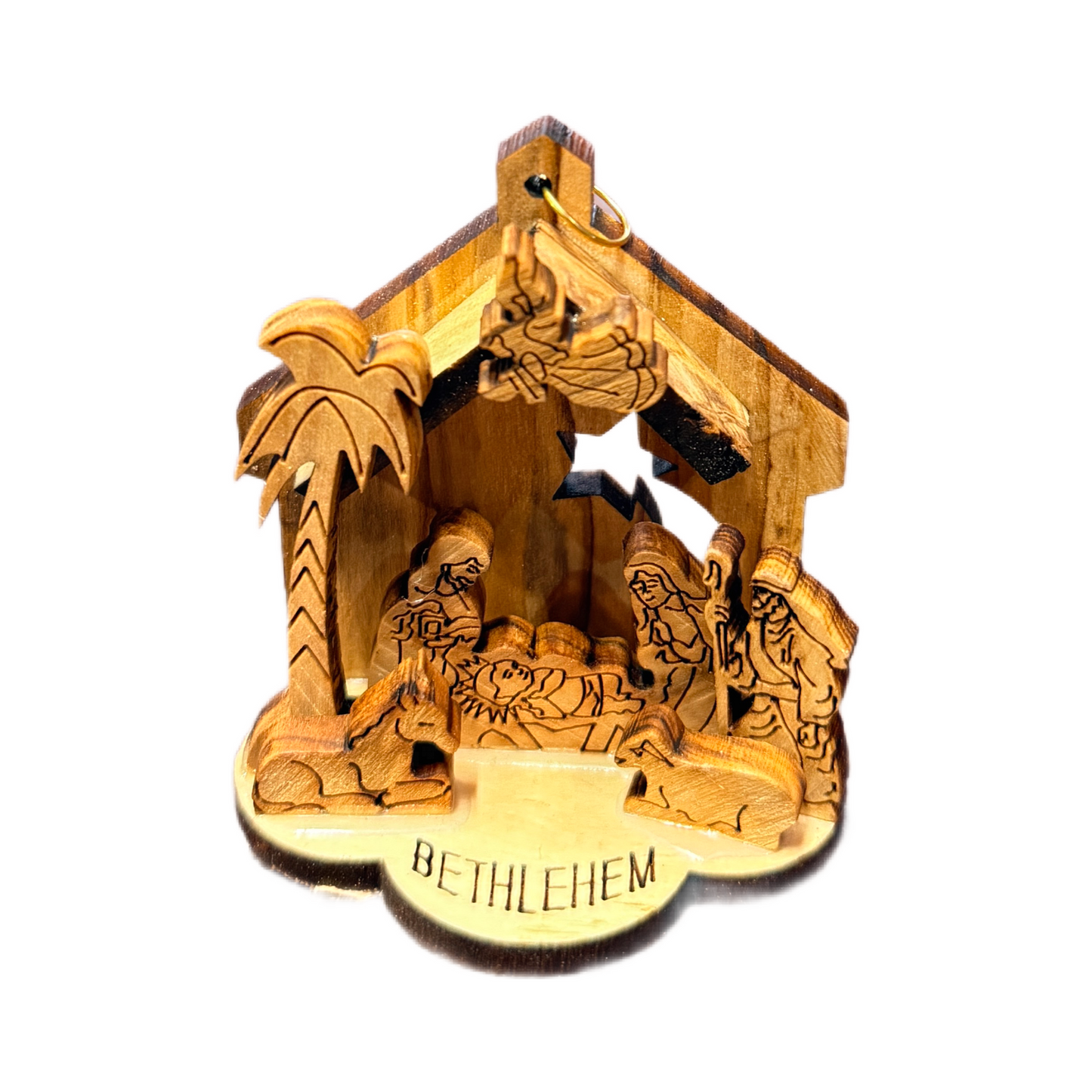 Mini Olive Wood Nativity Set — Handmade in Bethlehem (Gift Box Included)